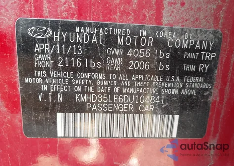 2013 Hyundai Elantra Gt из США, поврежденный, VIN KMHD35LE6DU104841